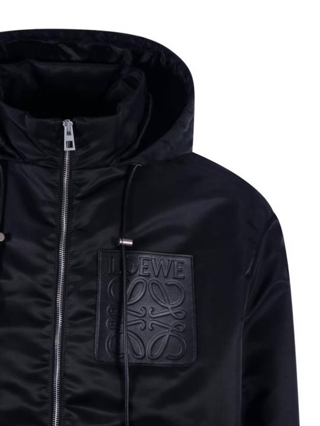 Anagram Drawstring Padded Hooded Jacket Black - LOEWE - BALAAN 5