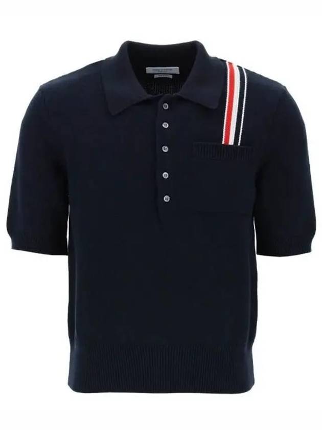 RWB Stripe Polo Shirt Blue - THOM BROWNE - BALAAN 2