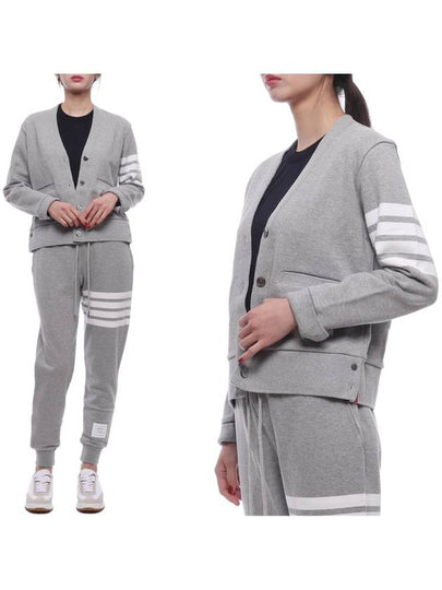 4-Bar Loopback Jersey Cardigan Light Grey - THOM BROWNE - BALAAN 2