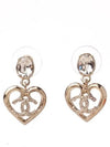 Crystal drop heart CC logo earrings light gold ABA102 - CHANEL - BALAAN 5