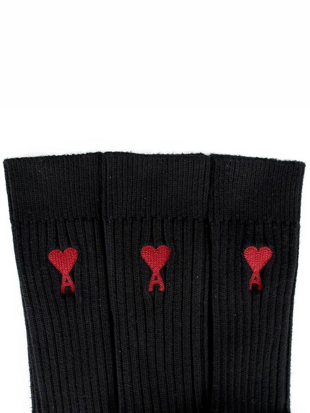 Heart Logo Socks 3 Packs Set Black - AMI - BALAAN 6