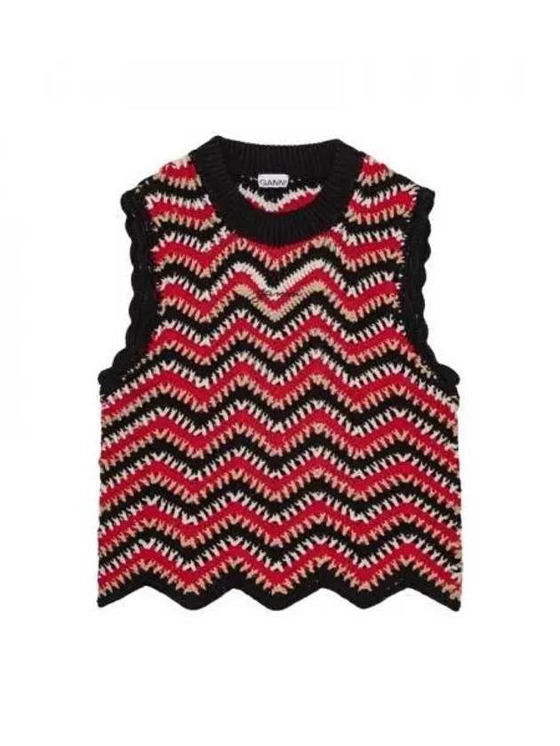 Cotton Crochet Vest Knit Top - GANNI - BALAAN 2