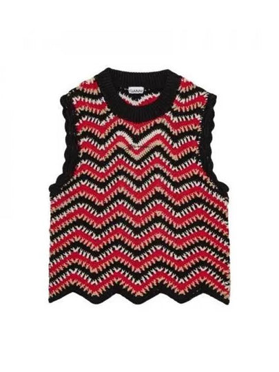 Cotton Crochet Vest Knit Top - GANNI - BALAAN 2