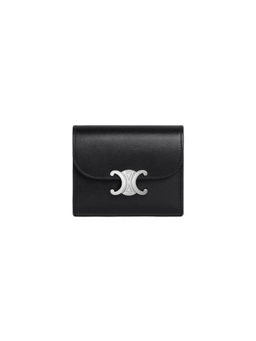 Shiny Triomphe Small Calfskin Half Wallet  Black - CELINE - BALAAN 1