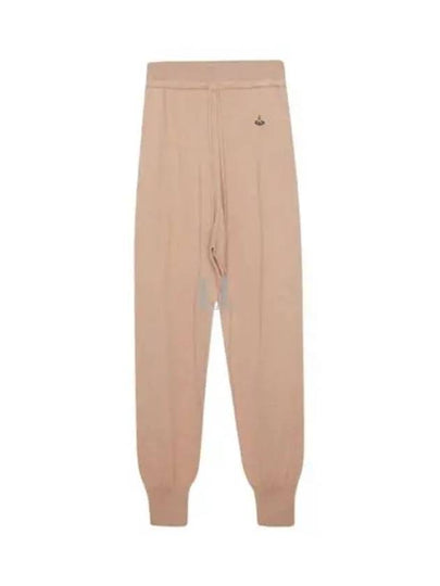 Women's Embroidered Logo Cashmere Blend Track Pants Dark Beige - VIVIENNE WESTWOOD - BALAAN 2