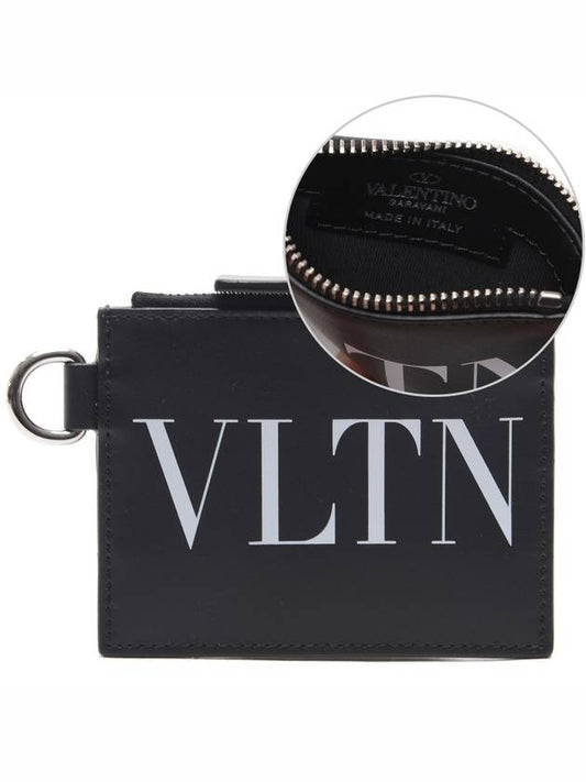 VLTN Logo Card Coin Purse Black - VALENTINO - BALAAN.