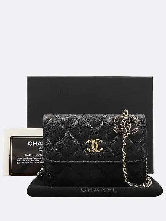 AP2306 Black Caviar Skin WOC Gold COCO Logo Chain Mini Cross Bag - CHANEL - BALAAN 1