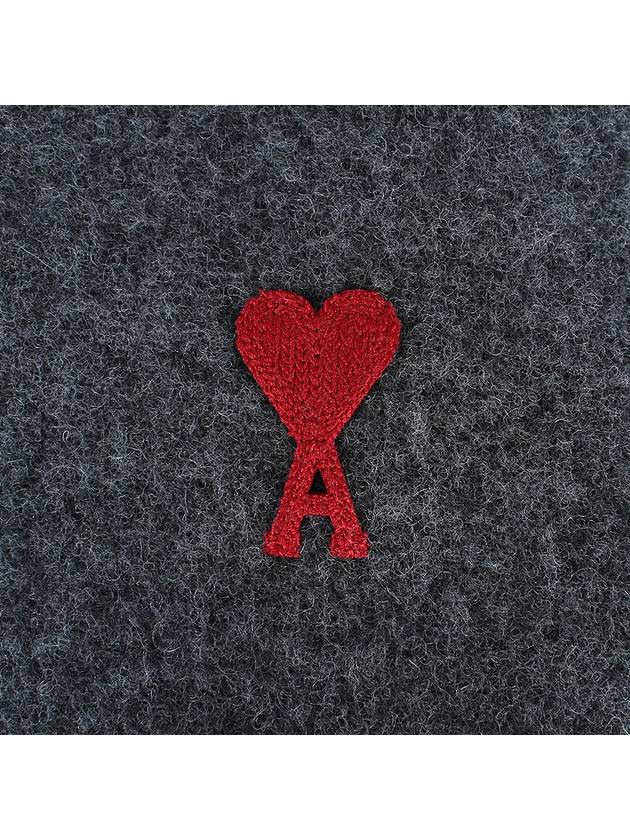 Small Heart Logo Wool Scarf Dark Grey - AMI - BALAAN 5