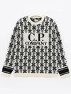 Intarsia Logo Virgin Wool Knit Top White - CP COMPANY - BALAAN 3