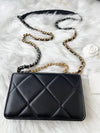 19 Chain Lambskin Wallet Cross Bag Black - CHANEL - BALAAN 10