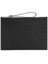 Intrecciato Strap Large Clutch Bag Black - BOTTEGA VENETA - BALAAN 3