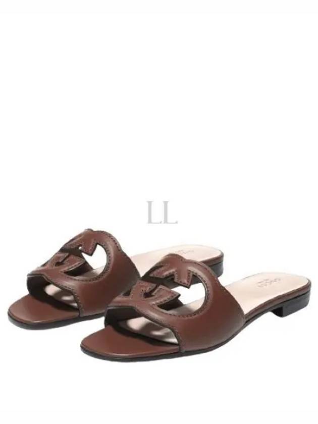 Women's Interlocking G Cut Out Slide Sandals Brown - GUCCI - BALAAN 2