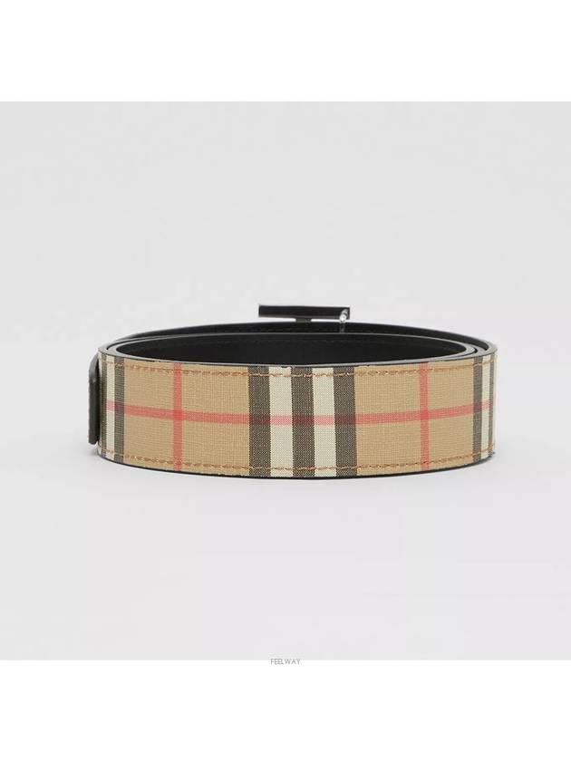 Reversible Monogram Motif Vintage Check Leather Belt Beige - BURBERRY - BALAAN 4