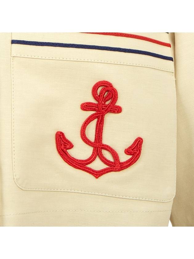 Anchor Applique Cropped Cardigan Beige - GUCCI - BALAAN 10