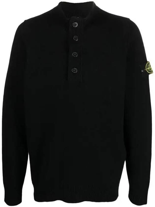 Wappen Patch Button Knit Top Black - STONE ISLAND - BALAAN 2