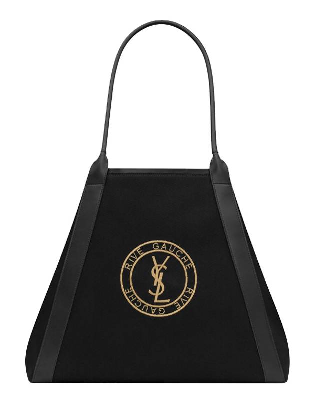 Rive Gauche Canvas Tote Bag Black - SAINT LAURENT - BALAAN 3