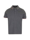 Logo Patch Short Sleeve Polo Shirt Melange Grey - MONCLER - BALAAN 1