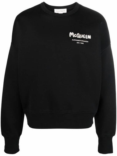 Graffiti Logo Print Sweatshirt Black - ALEXANDER MCQUEEN - BALAAN 1