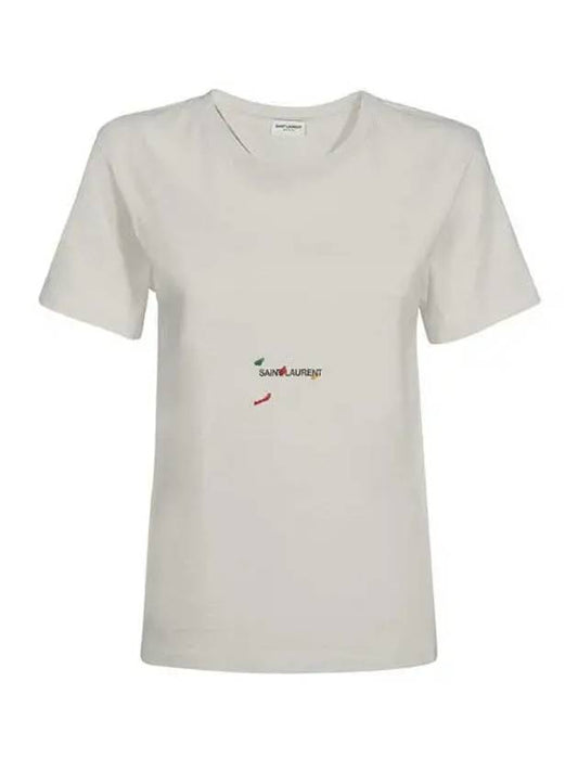 Color Print Short Sleeve T-Shirt Gray - SAINT LAURENT - BALAAN 2