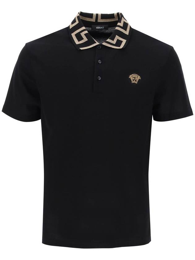 Men's Medusa Greca Short Sleeve Polo Shirt Black - VERSACE - BALAAN 2