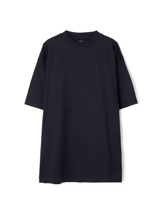 Cotton Crew Neck Short Sleeve T-Shirt Navy - BALENCIAGA - BALAAN 1