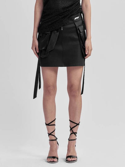 Cargo Wrap A Line Mini Skirt Black - FAN YOUNG - BALAAN 2