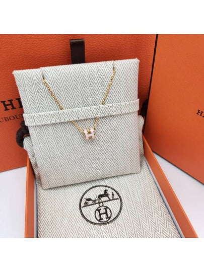 Mini Pop H Pendant Necklace Gold Rose Dragee - HERMES - BALAAN 2