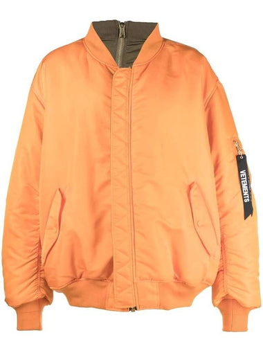 Men's Double Zipper Bomber Jacket Orange - VETEMENTS - BALAAN 1