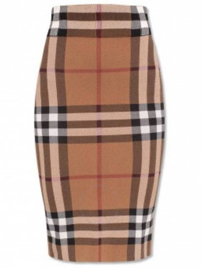 Check Cotton Silk Blend Jacquard Skirt Birch Brown - BURBERRY - BALAAN 2