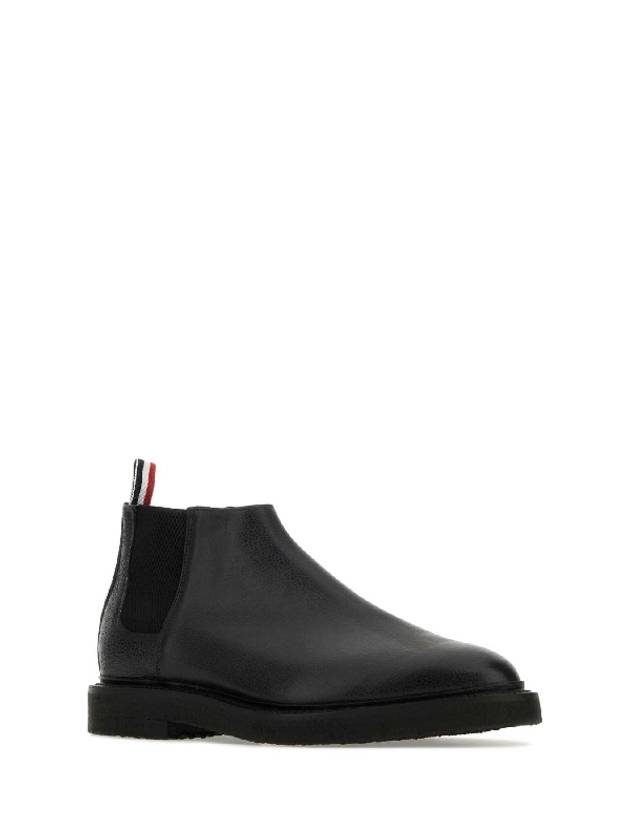 Pebble Crepe Sole Mid Top Grain Leather Chelsea Boots Black - THOM BROWNE - BALAAN 3