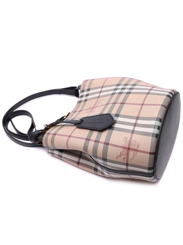 Haymarket Check Lorne Bucket Crossbody Bag Black Beige - BURBERRY - BALAAN 6