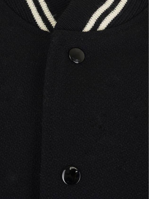 Teddy Bomber Jacket in Wool Black White - SAINT LAURENT - BALAAN 7