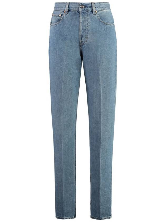 Cotton Back Logo Patch Straight Jeans Blue - GUCCI - BALAAN 2