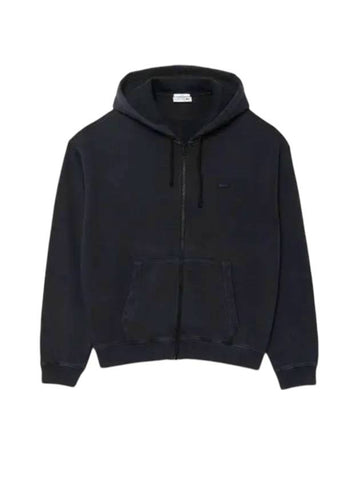 Garment Dying Zip-Up Hooded Jacket Black - LACOSTE - BALAAN 1