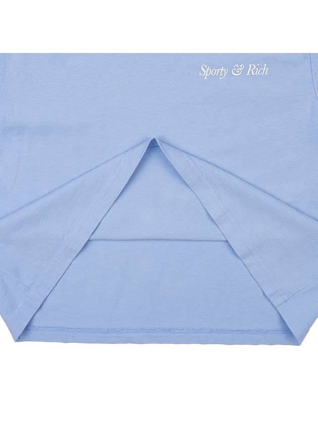 Logo Cropped Cotton Short Sleeve T-Shirt Light Blue - SPORTY & RICH - BALAAN 8