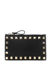 Rockstud Card Wallet Black - VALENTINO - BALAAN 1