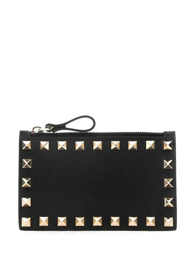 Rockstud Card Wallet Black - VALENTINO - BALAAN 1