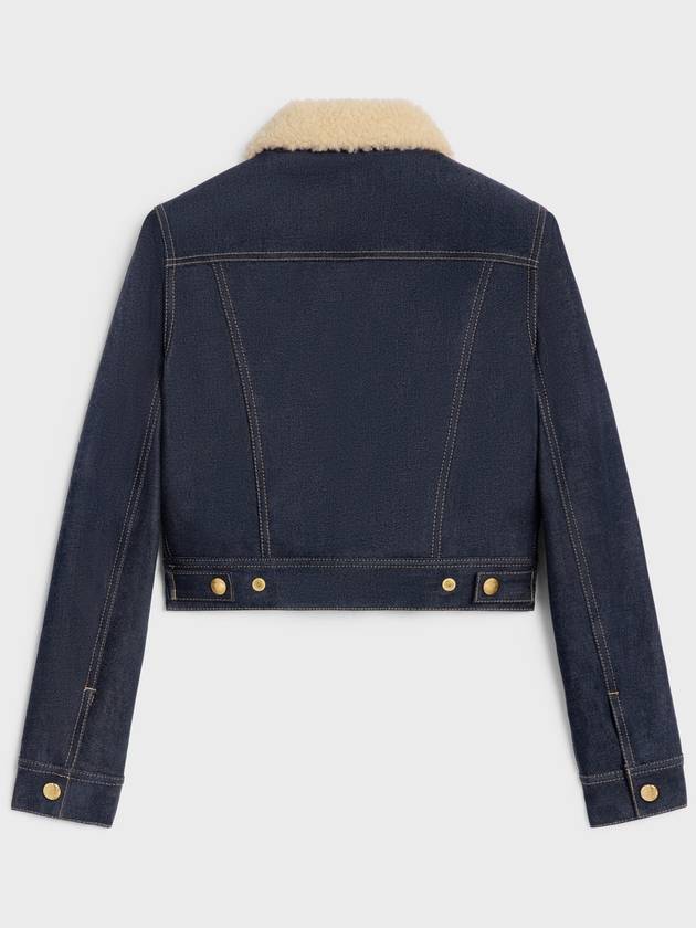 Trucker Sherpa Raw Wash Denim Jacket Rinsed - CELINE - BALAAN 3