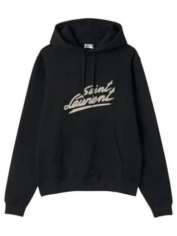 Signature hooded black chalk t shirt hoodie - SAINT LAURENT - BALAAN 1