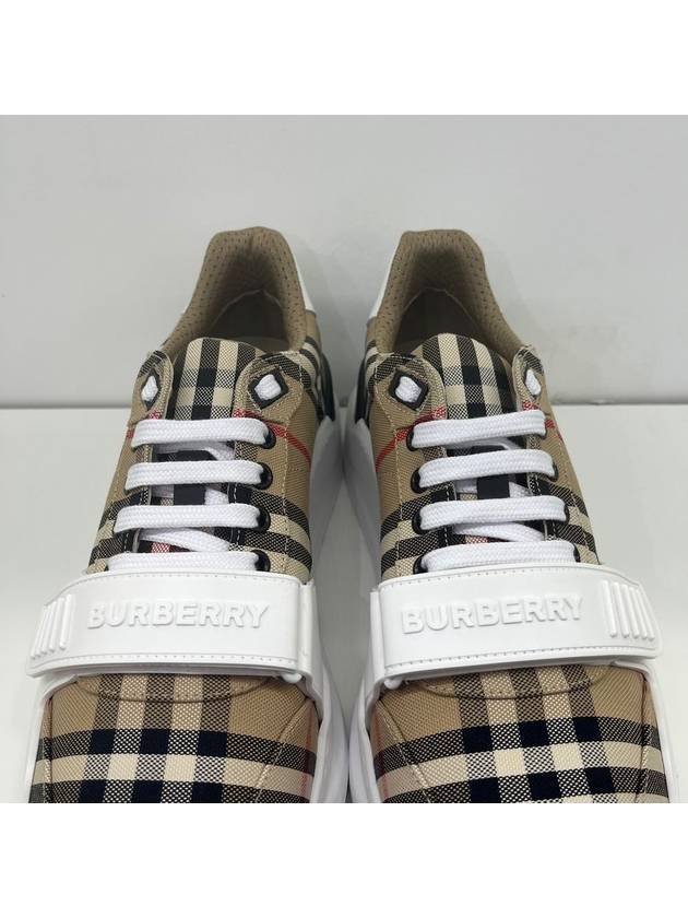 Vintage Check Suede Leather Sneakers Archive Beige - BURBERRY - BALAAN 4