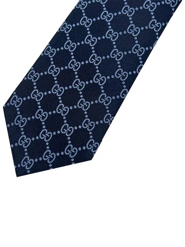 GG Logo Silk Tie Navy - GUCCI - BALAAN 4