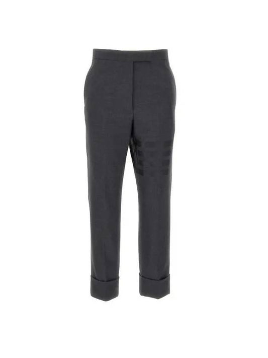 4 Bar Classic Backstrap Wool Straight Pants Dark Grey - THOM BROWNE - BALAAN 1