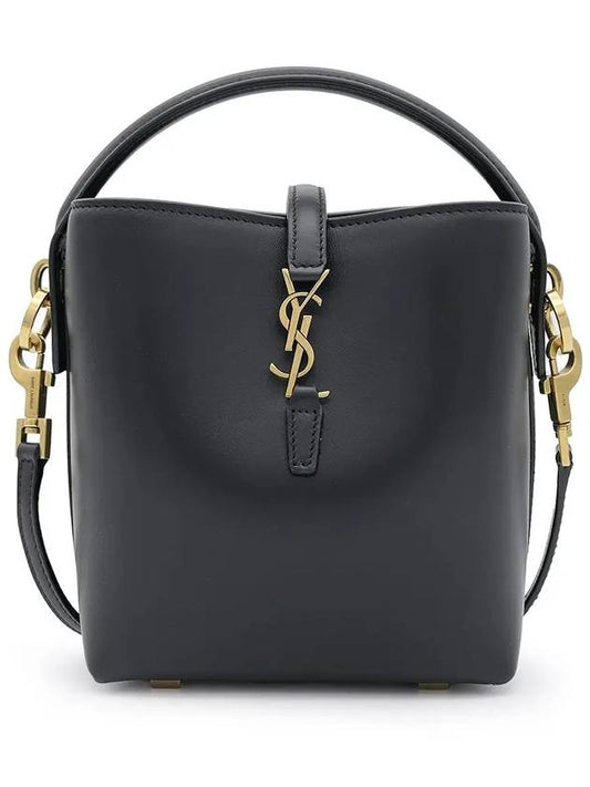 Le 37 Signature Logo Shiny Leather Small Bucket Bag Black - SAINT LAURENT - BALAAN 2