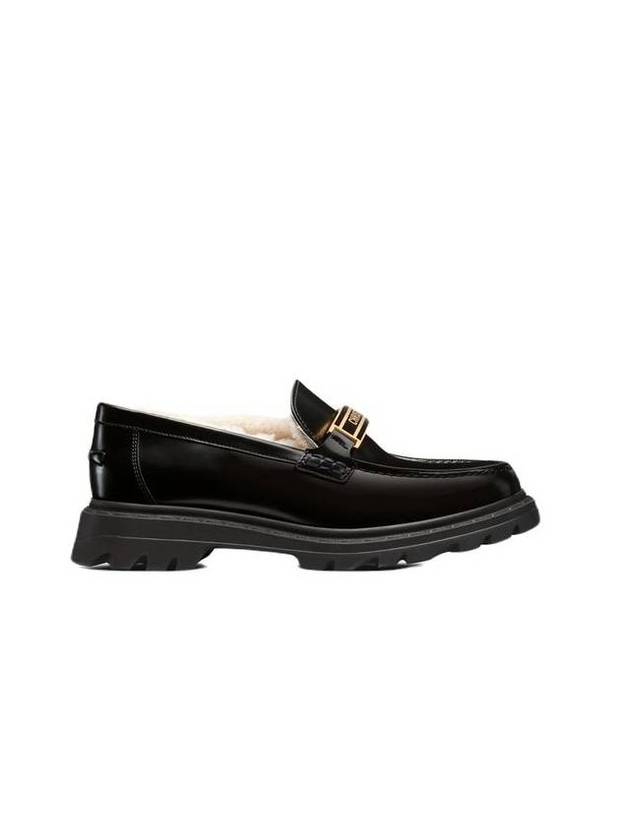 Code Brushed Calfskin Shearling Loafer Black - DIOR - BALAAN 1