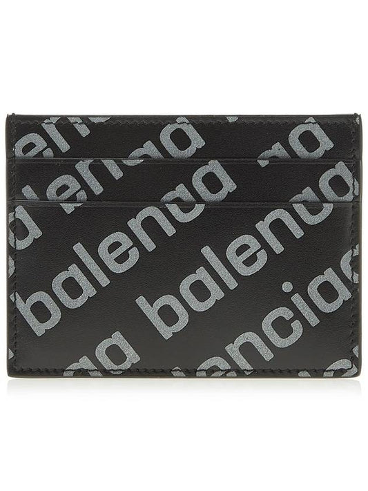 Reflective Silver Logo Print Card Wallet Black - BALENCIAGA - BALAAN.