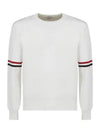 Men's Milan Stitch Armband Crew Neck Knit Top White - THOM BROWNE - BALAAN 2