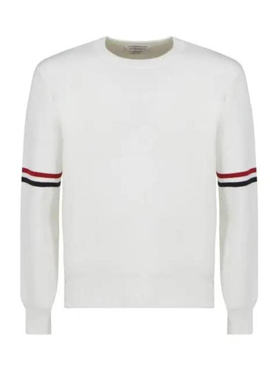 Men's Milan Stitch Armband Crew Neck Knit Top White - THOM BROWNE - BALAAN 2