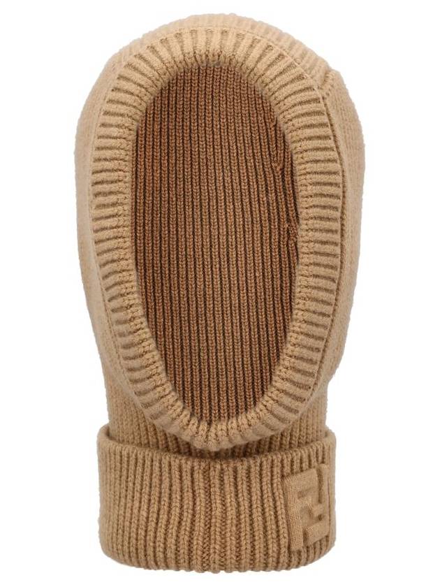 FF Logo Wool Balaclava Beige - FENDI - BALAAN 3