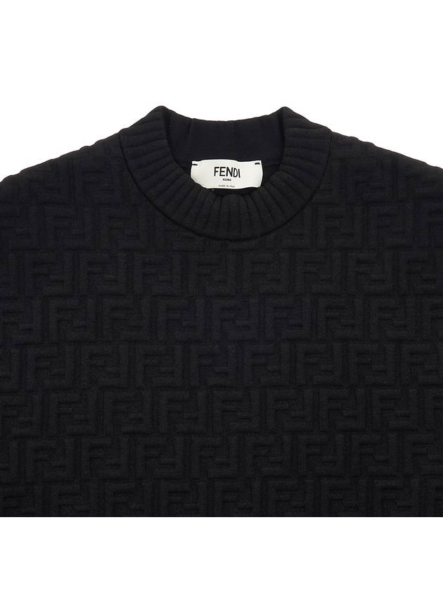 FF logo embossed pullover knit top black - FENDI - BALAAN.