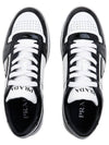 Men's Downtown Triangle Logo Leather Low Top Sneakers White Black - PRADA - BALAAN 7